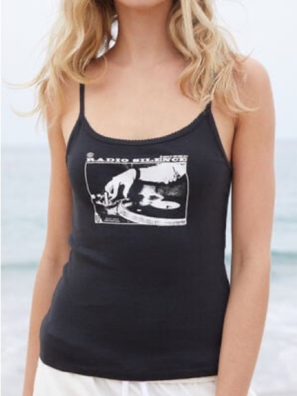 Brandy Melville Radio Silence Black Tank top